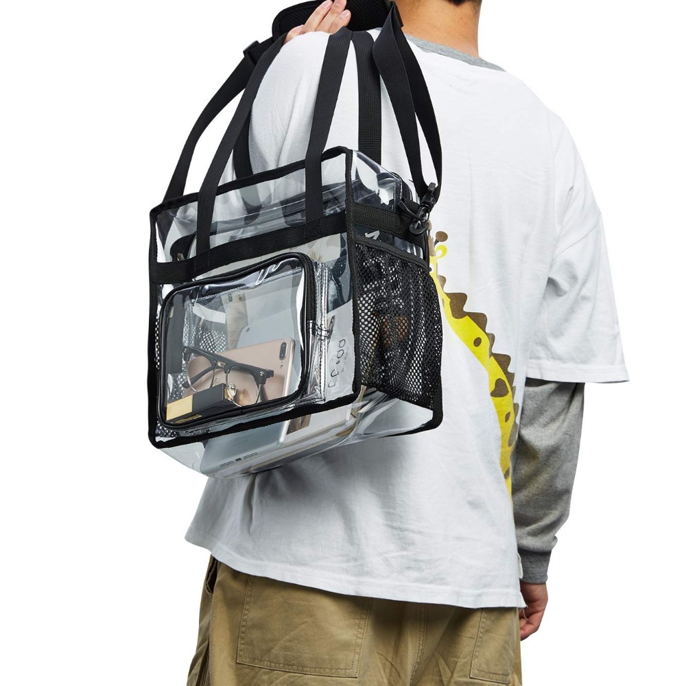 Heavy Equipment Bucket - Şeffaf, Dayanıklı Plastik, Fermuarlı Cepli, Stadyum